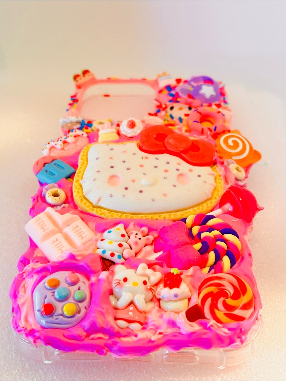 Handmade Hello Kitty Pink Phone Case with Candy Charms for any phone model - Picture 6 of 10